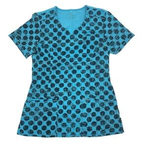 Cherokee Infinity Women’s Size XS blue black scrub top